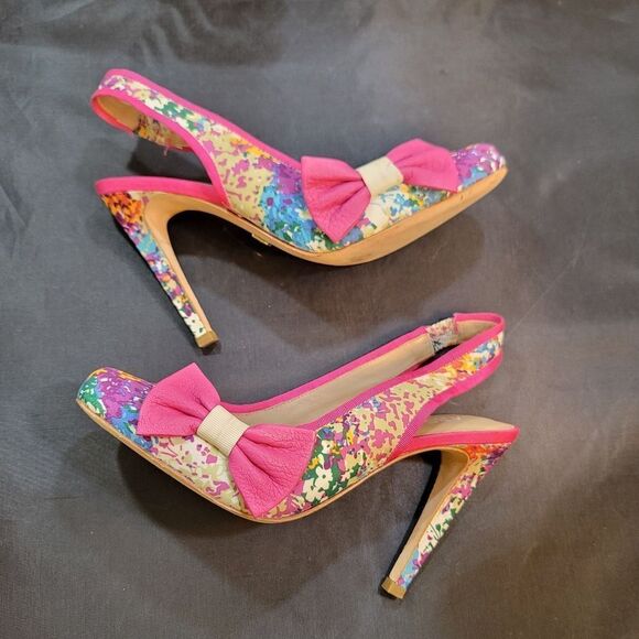 ABC BY ALLEN SCHWARTZ SLINGBACK FLORAL EMBROIDERED HEEL SANDAL - Picture 7 of 13